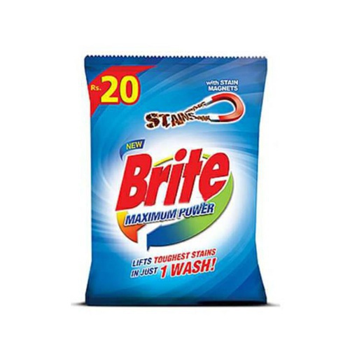 Brite Rs 20 dozen 12 packets 70g each Maximum Power with Stain Magnets Lifts Toughest Stains in Just 1 Wash