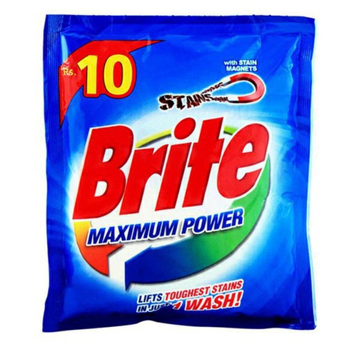Brite Rs 10 dozen 12 packets 35g each Maximum Power with Stain Magnets Lifts Toughest Stains in Just 1 Wash