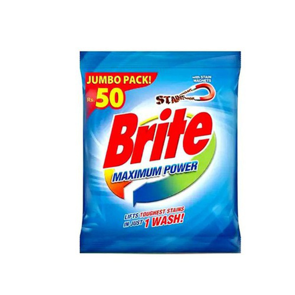 Brite Rs 50 Jumbo 6 packets 170g each Maximum Power with Stain Magnets Lifts Toughest Stains in Just 1 Wash