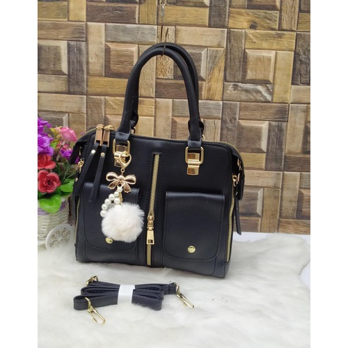 Female bag female bag shoulder bag fashion casual messenger bag PU leather color : Black