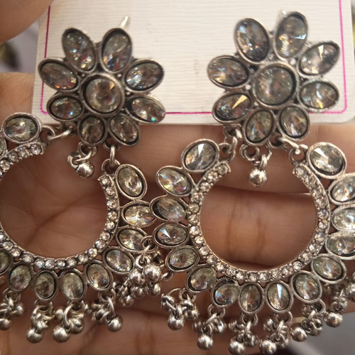 new silver jhumka style earring