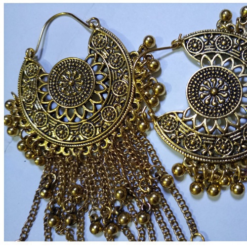 traditional antique carved jhumka earrings.