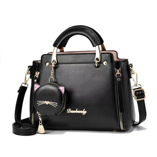 Women PU leather Crossbody casual Handbag color : Black