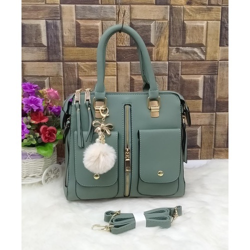 Female bag female bag shoulder bag fashion casual messenger bag PU leather color : Green