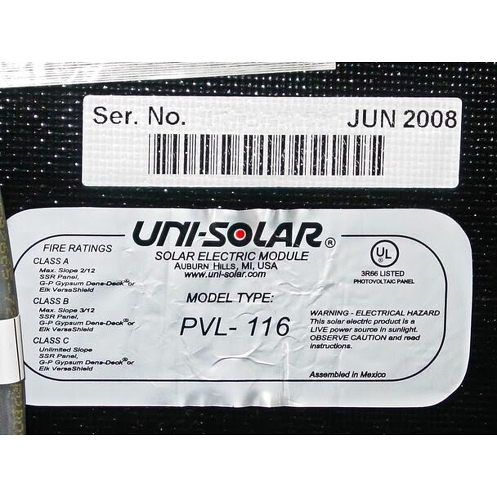 Uni Solar model pvl 1600 1×10 minimum order 10.units