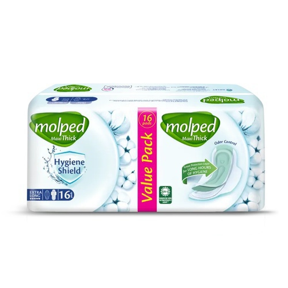 Molped Maxi Thick Hygiene Shield, Long, 18 Pads Value Pack