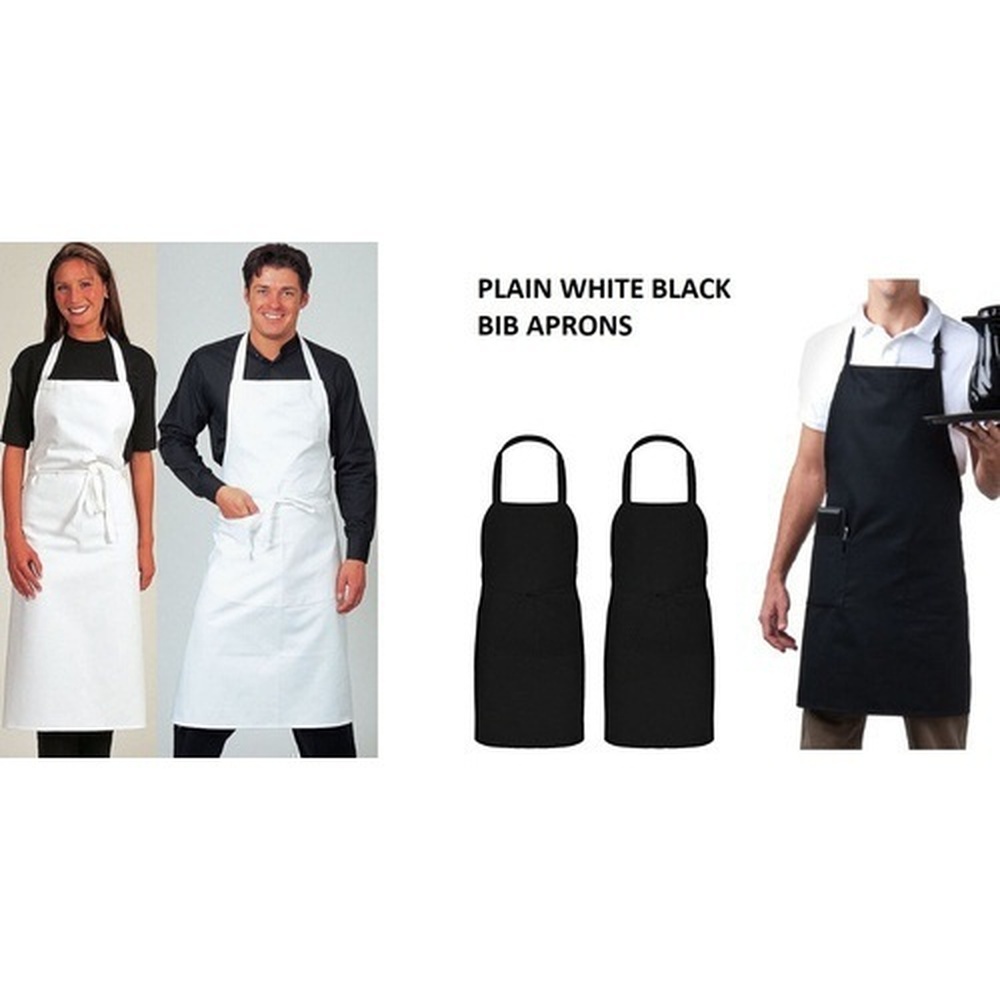 Plain White/Black Bib Aprons