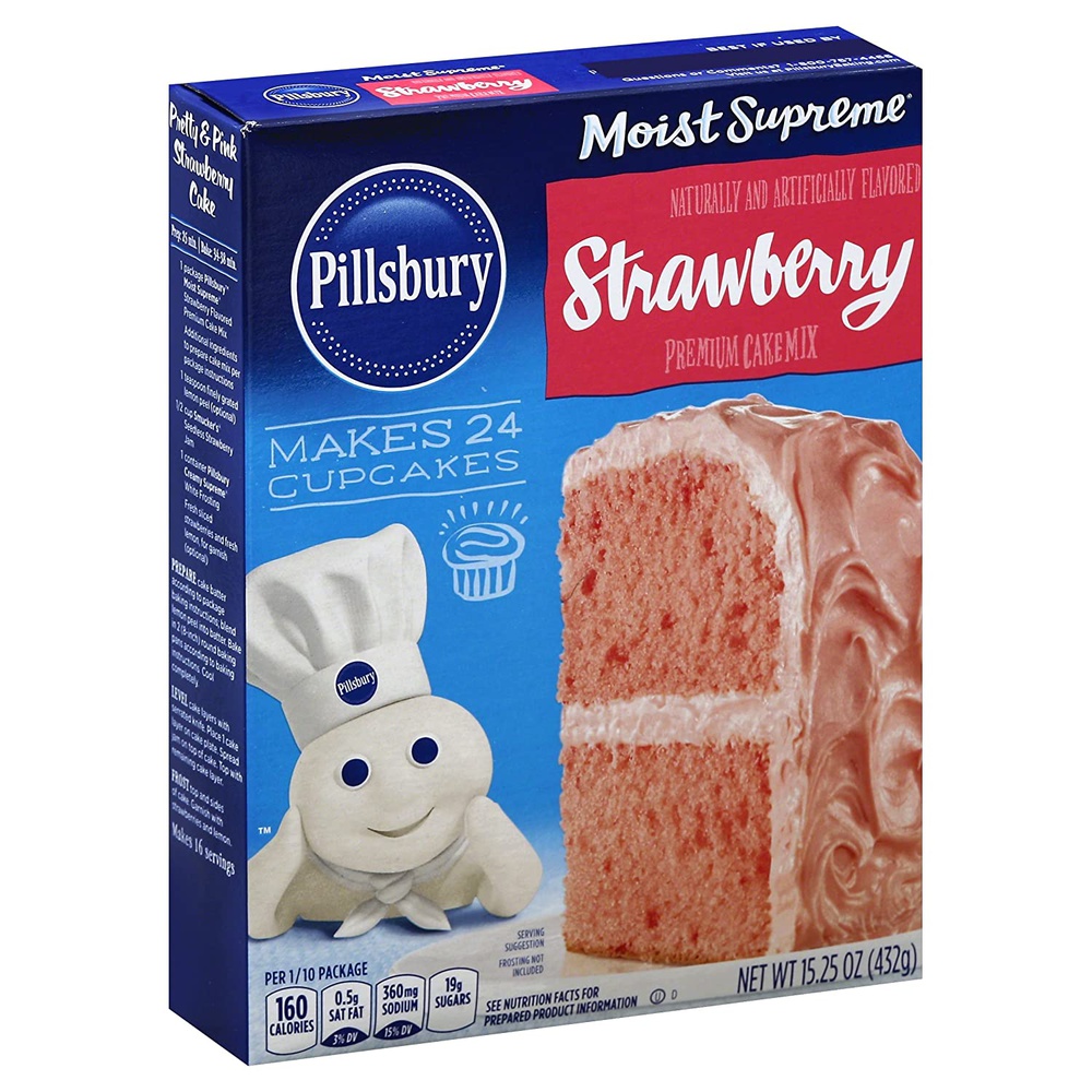Pillsbury Moist Supreme Strawberry Flavored Premium Cake Mix, 15.25-Ounce
