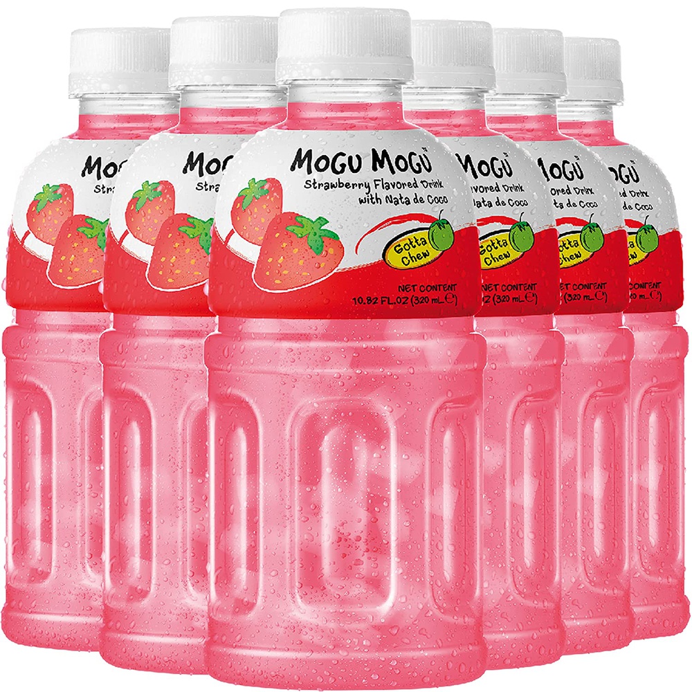 Mogu Mogu Strawberry Flavored Drink With Natta De Coco ,320 ml