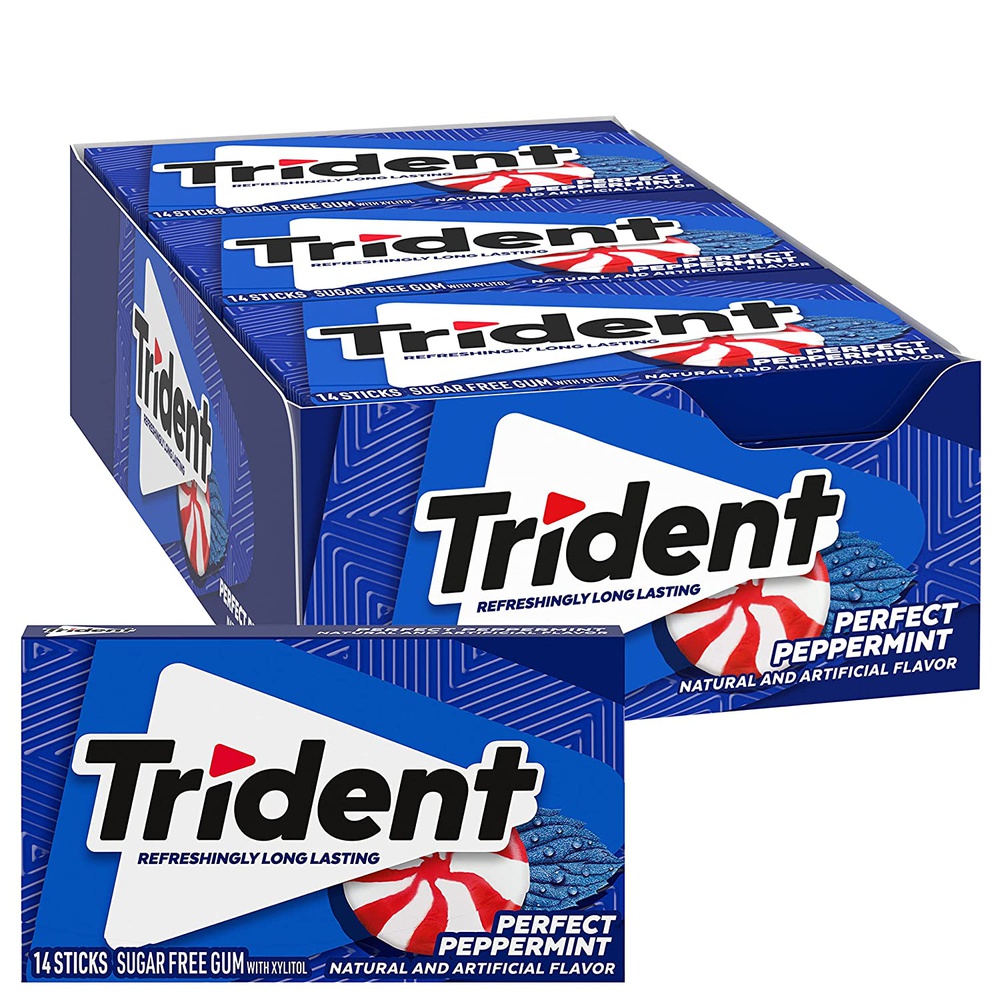 Trident Perfect Peppermint Sugar Free Gum, 14 Pcs Pack