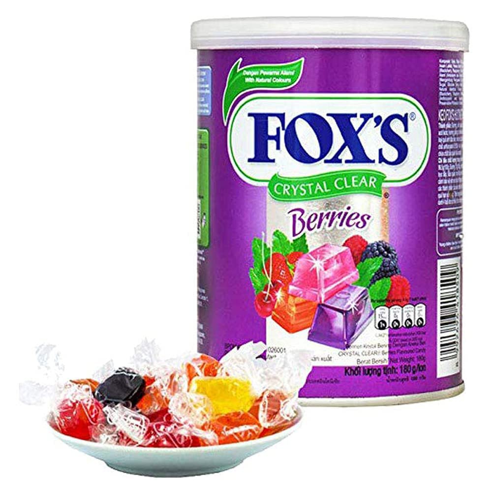 Fox's Crystal Clear Mix Berries Flavored Candy Tin, 180 gm