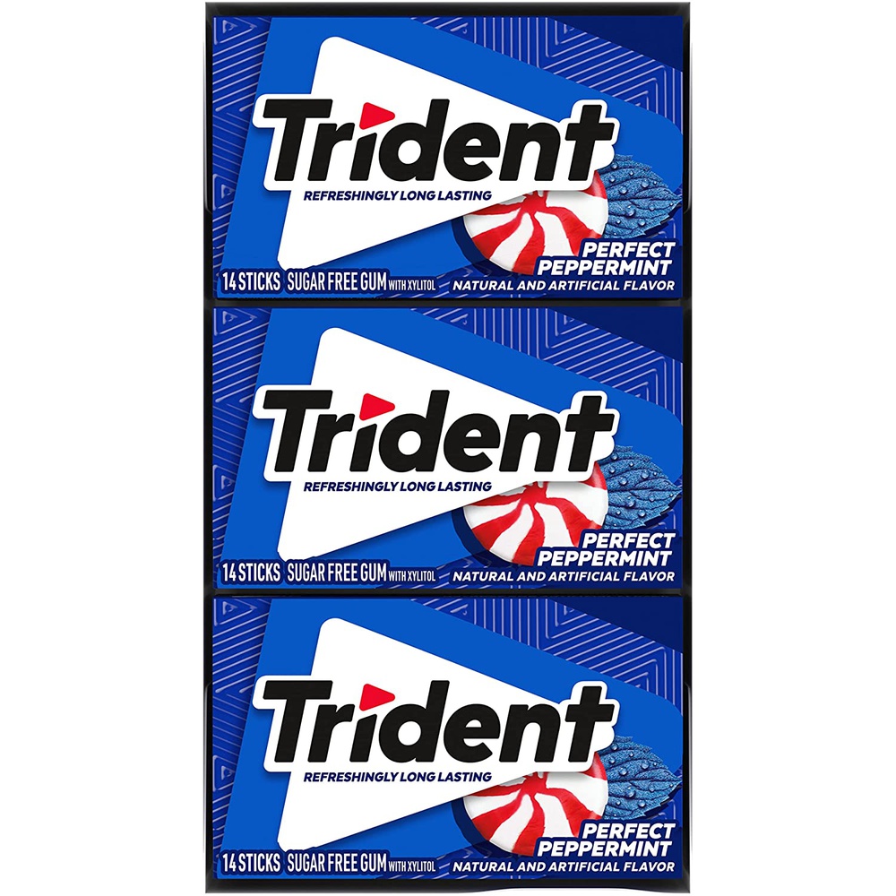 Trident Perfect Peppermint Sugar Free Gum, 12 Packs of 14 Pieces (168 Total Pieces)