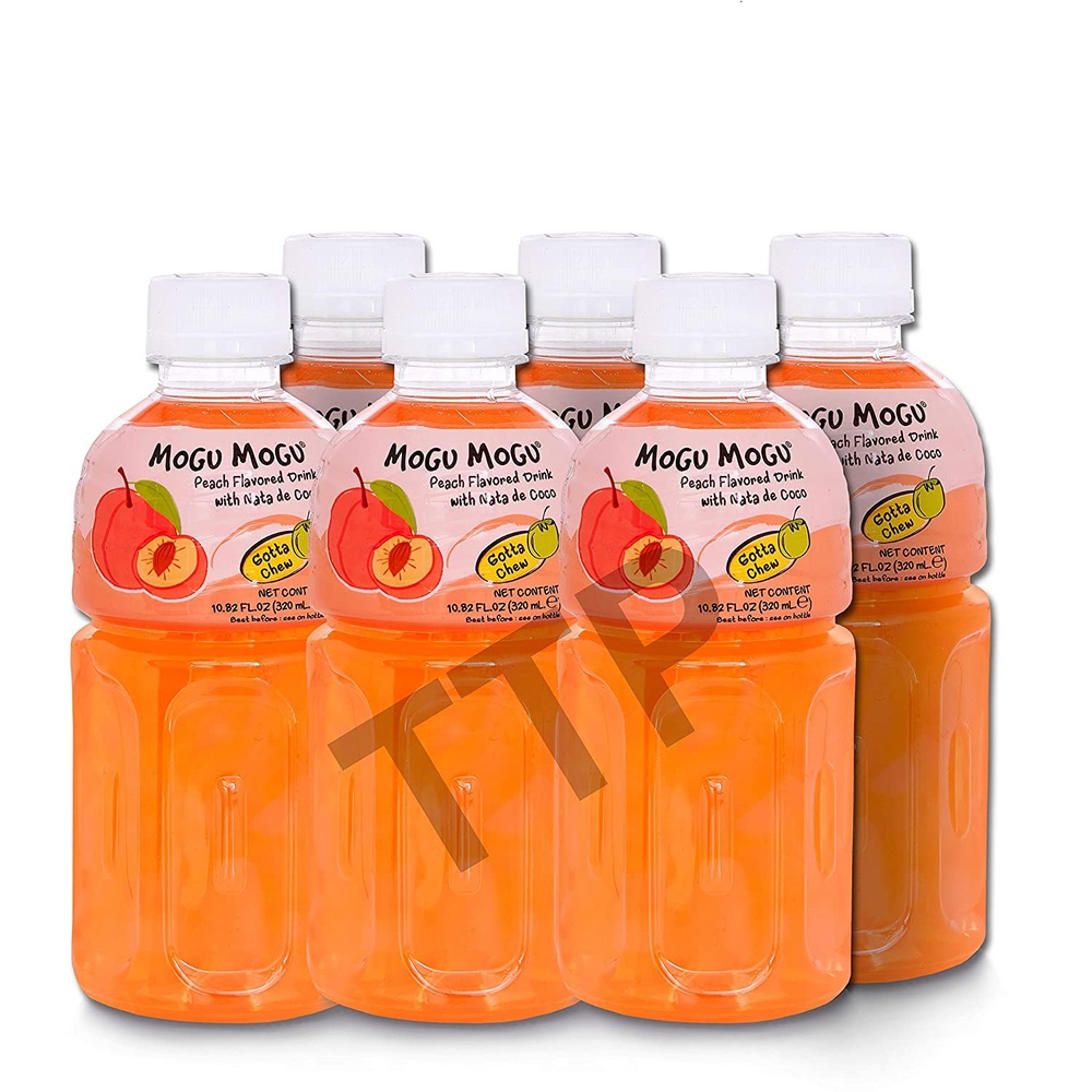 Mogu Mogu Peach Flavored Drink With Natta De Coco , 320 ml (Pack Of 6)