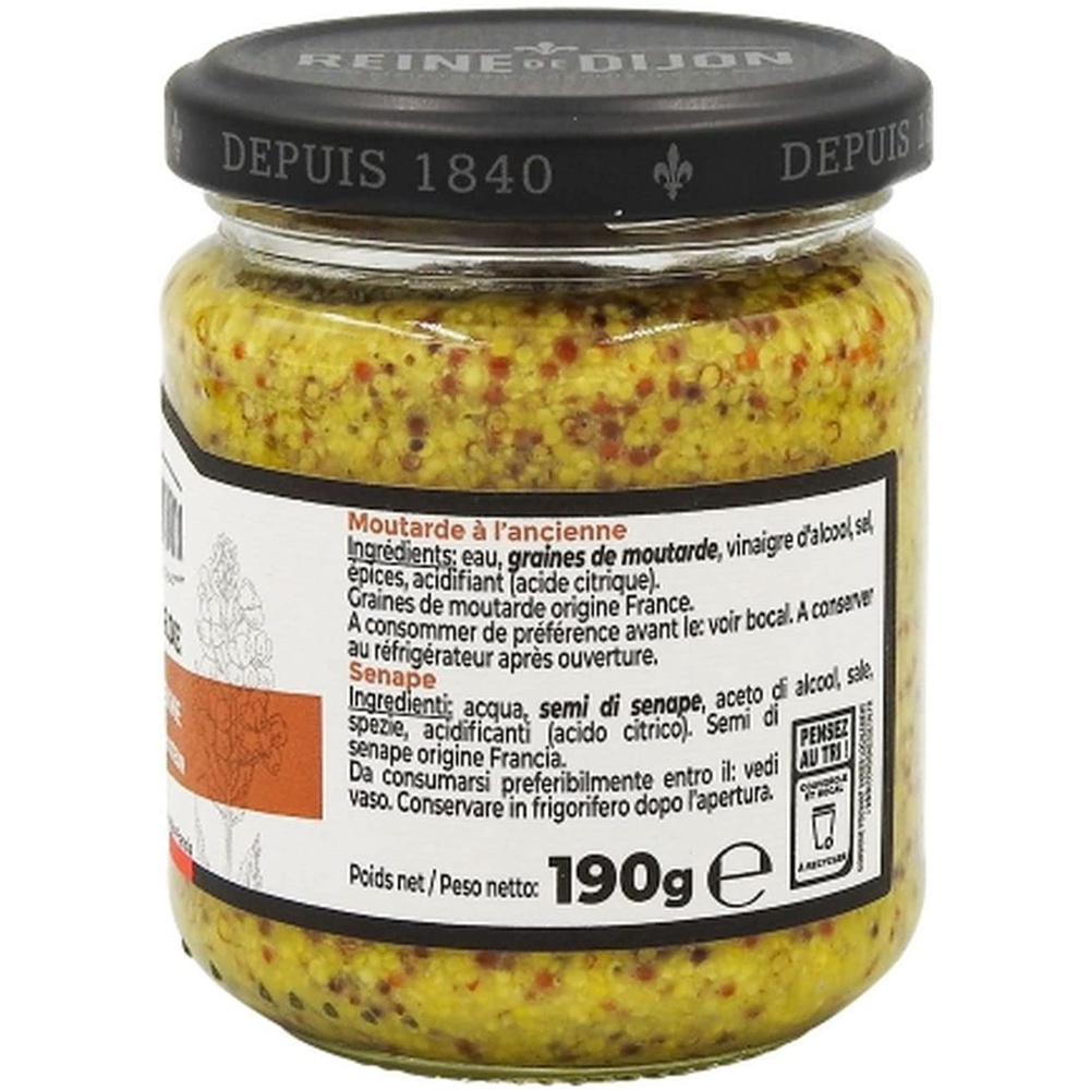 Reine De Dijon Moutarde (Whole grain Mustard), 190 gm