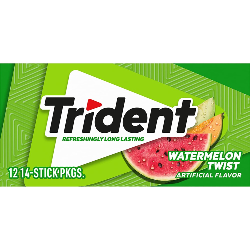 Trident Watermelon Twist Sugar Free Gum, 14 Count (Pack of 12)