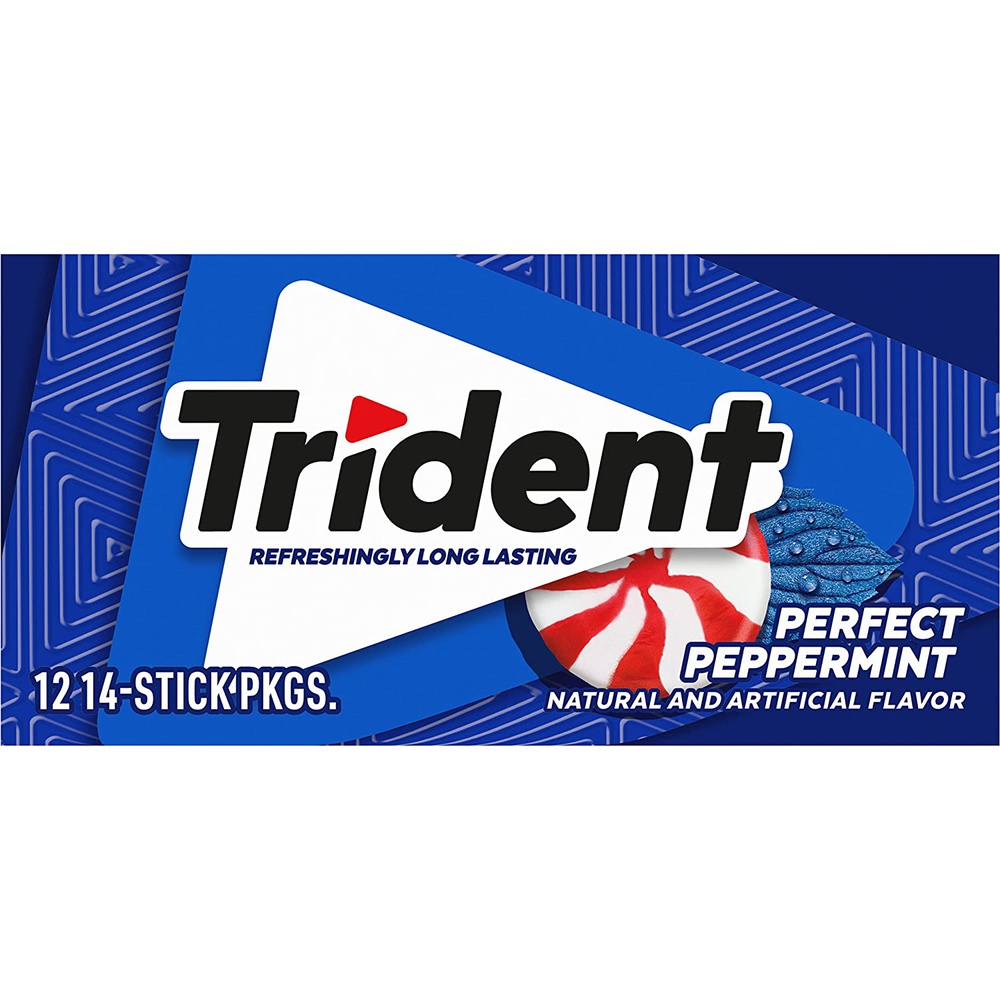 Trident Perfect Peppermint Sugar Free Gum, 12 Packs of 14 Pieces (168 Total Pieces)