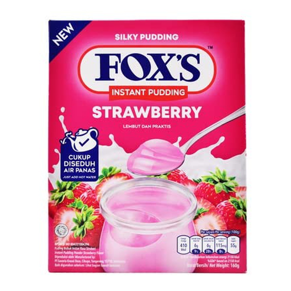 Foxs Instant Pudding Strawberry, 160 gm