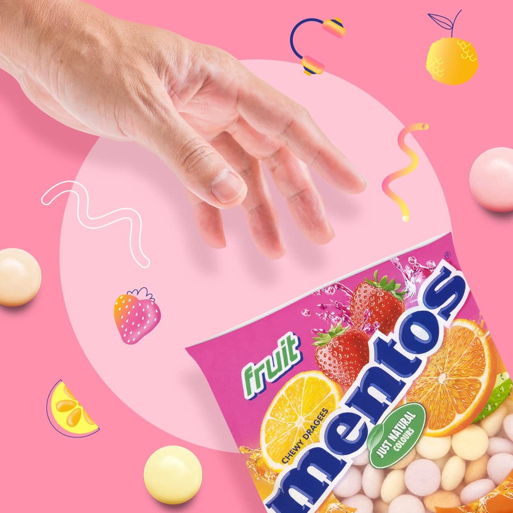 Mentos Fruits Candy Bag , 135 gm