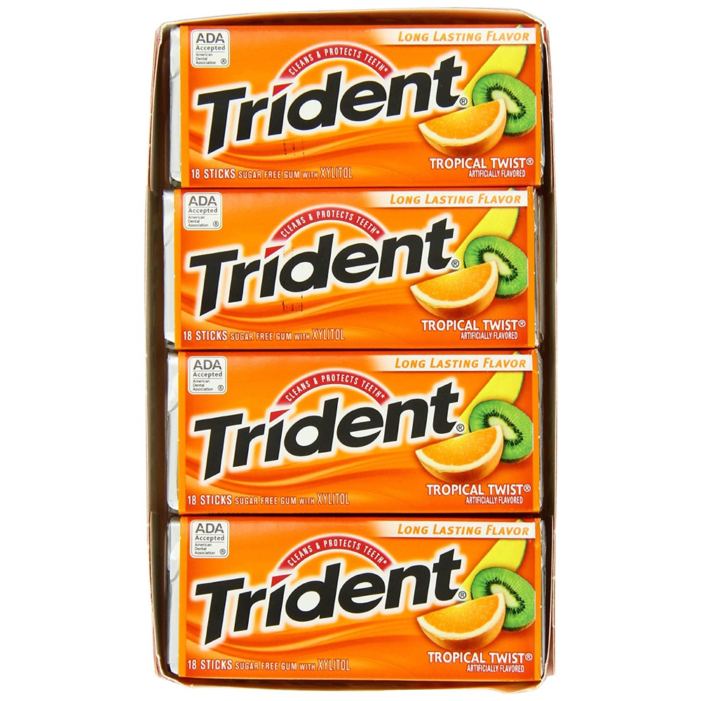 Trident Sugar Free Gum (Tropical Twist, 18-Piece, 12-Pack)