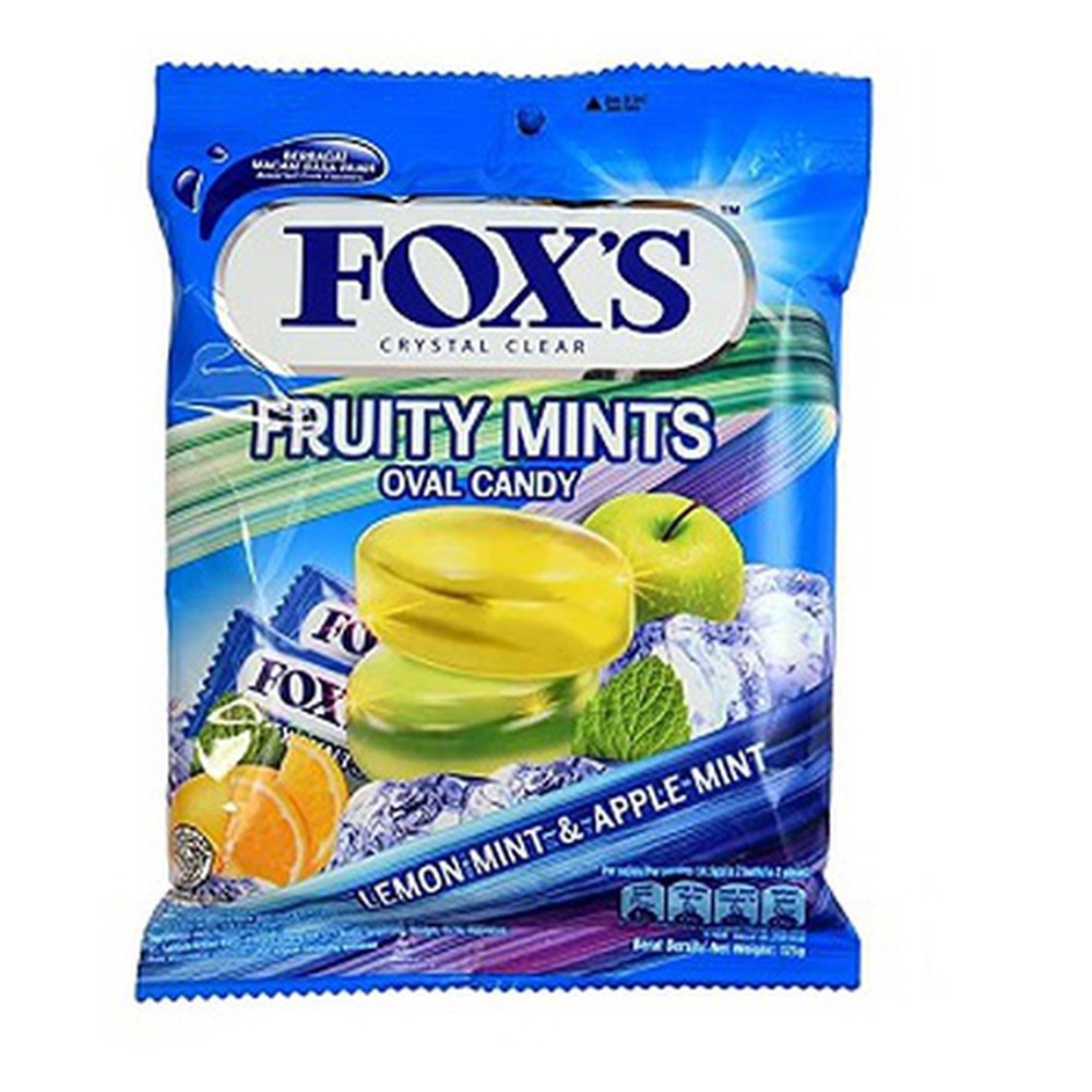 Fox's Crystal Clear Fruity Mints Oval Candies Pouch, 125 gm