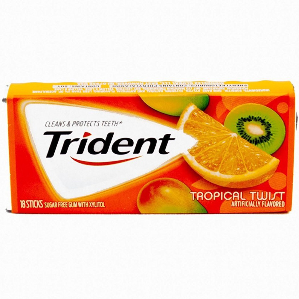 Trident Sugar Free Gum Tropical Twist, 14 Sticks