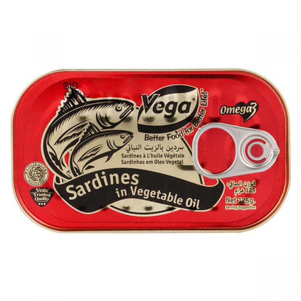 Vega Sardines In Vegetable Oil, 125 gm