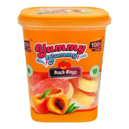 Yummy Gummy Peach Rings, 175 gm TUB
