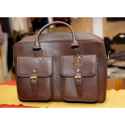 HARSONS  - Leather Messenger Bag Laptop Briefcase Satchel For Men (BROWN)