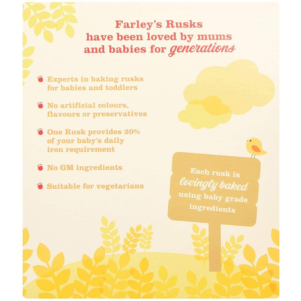 Farley's Rusks Original golden baked goodness. Packed with 7 key vitamins & minerals including iron and calcium