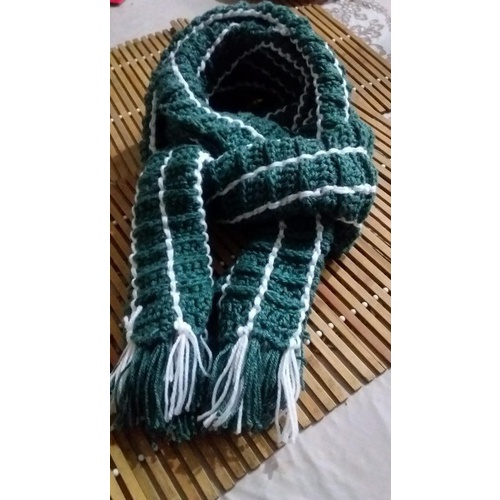 Crochet scarfs color : Green-White size : 7x33 inches