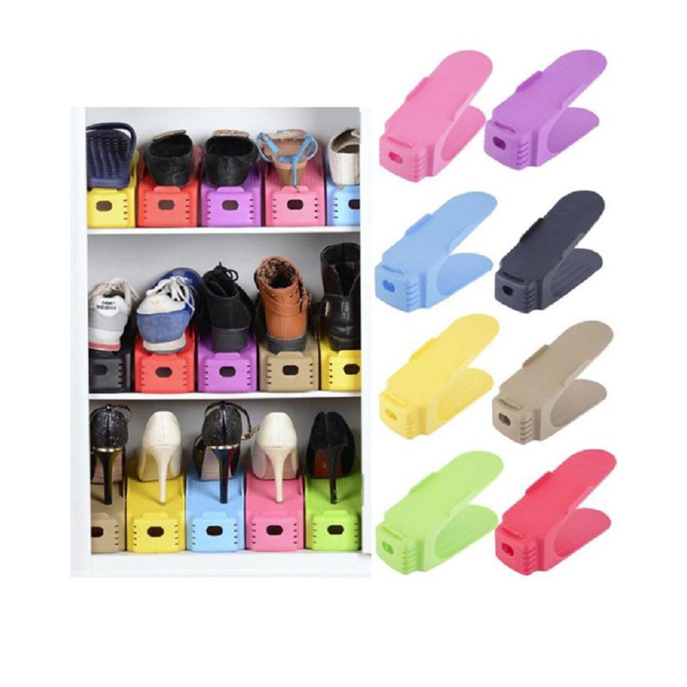 Pack Of 2 – Double-Wide Shoe Holder Save Space Shoes Organizer Stand