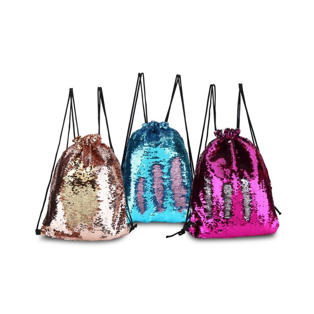 Pack of 6 - Reversible Mermaid Sequin Drawstring Bags