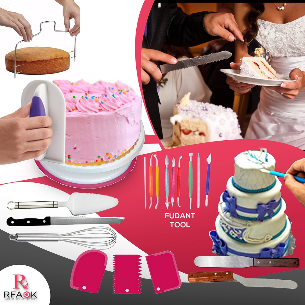 360 pcs Bakeware Cake Tool Decorating Set with spring foam Pan set, Cake turn table and many more