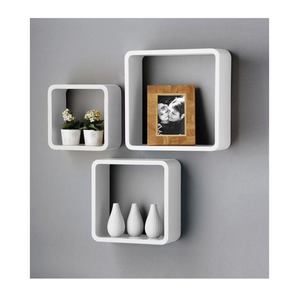 Set of 3 – Cube Wall Mount Shelves – White