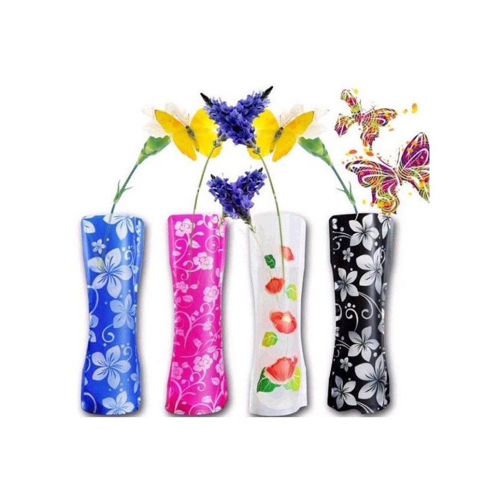 Pack of 5 – Foldable/Reusable Assorted Design Plastic Vase