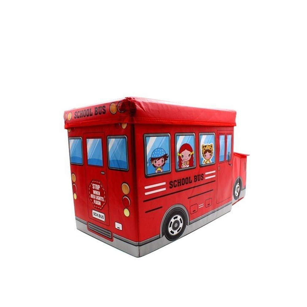 School Bus Toys Storage Box with Sitting Hood - Red