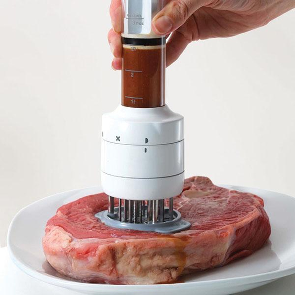Sauces Injector, 2 in 1 Needle Meat Tenderizer and Flavor Marinade Injector With 30 Ultra Sharp Stainless Steel Needle, (3 Injection Needle Pinhole)