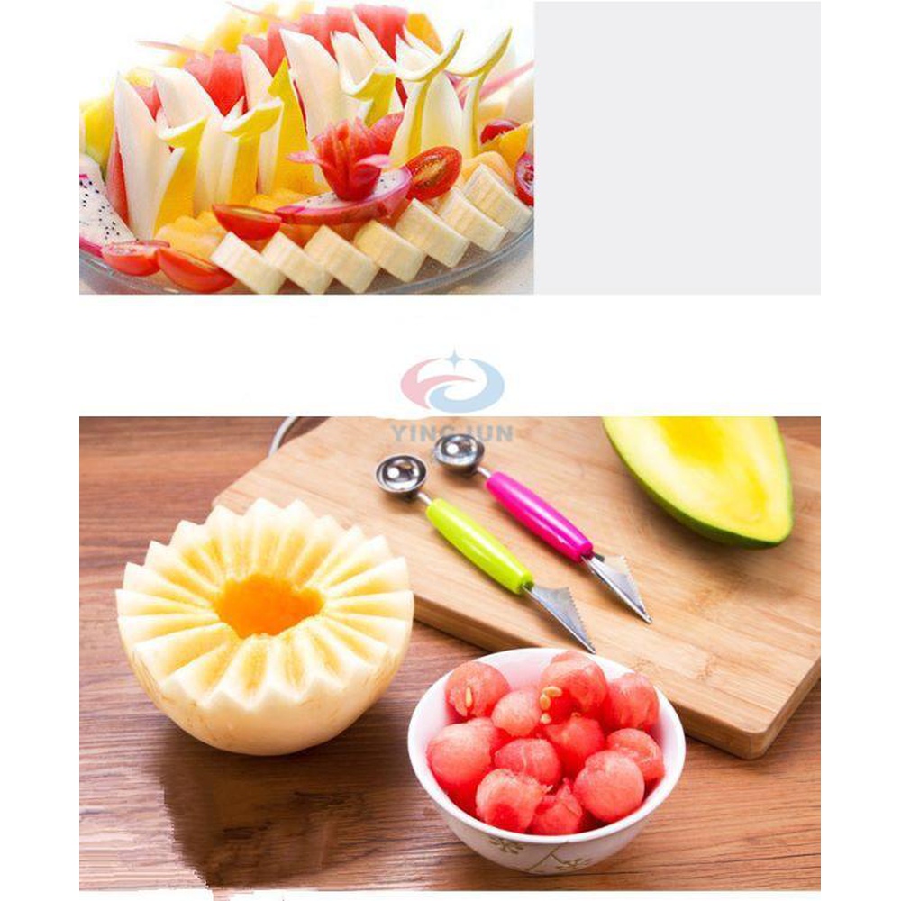 Double Head Stainless Steel 2 Functions Fruit Knife Cutter Carving Knife Fruit Ball Cutter