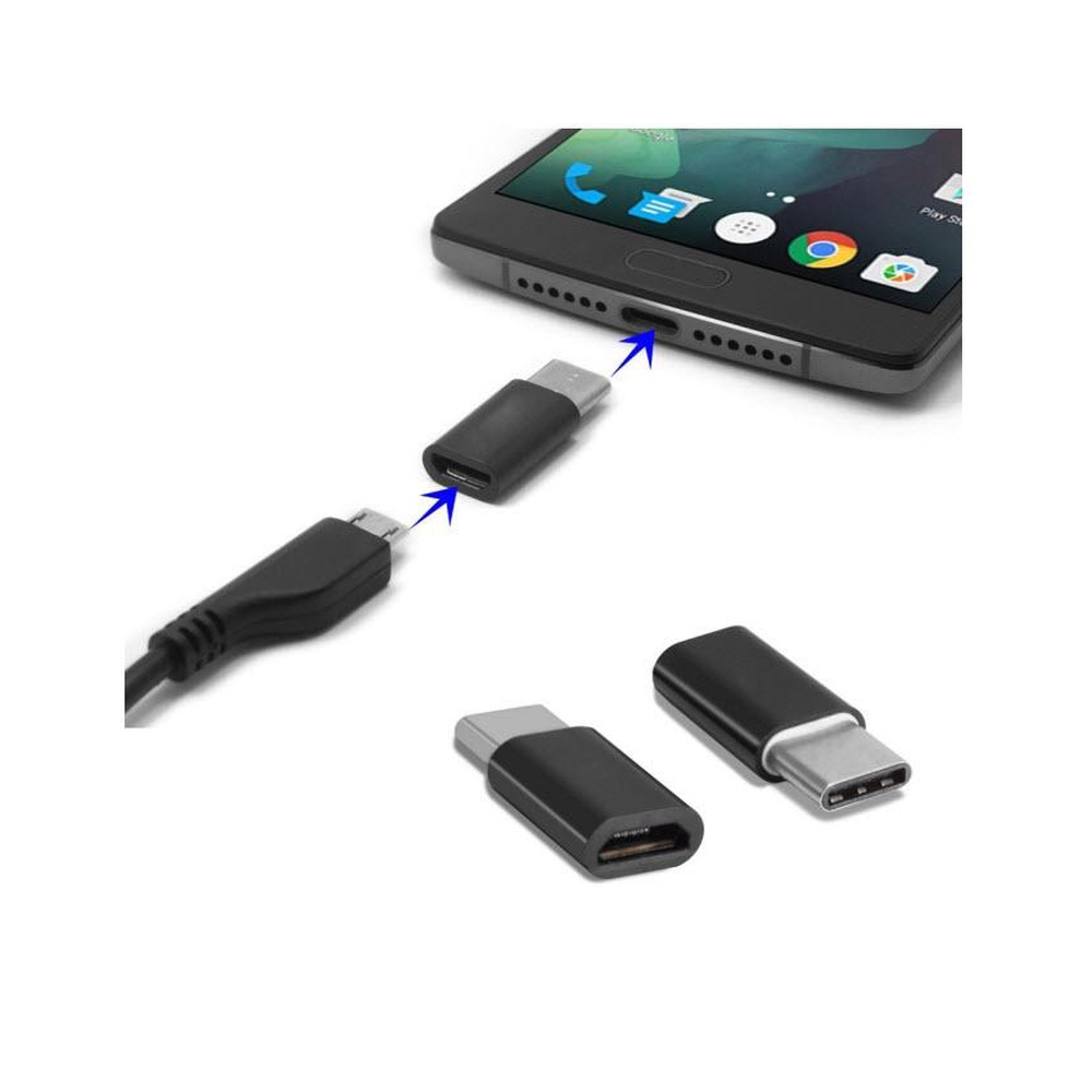 USB 3.1 Type-C Male to Micro USB 2.0 Female Converter – Black