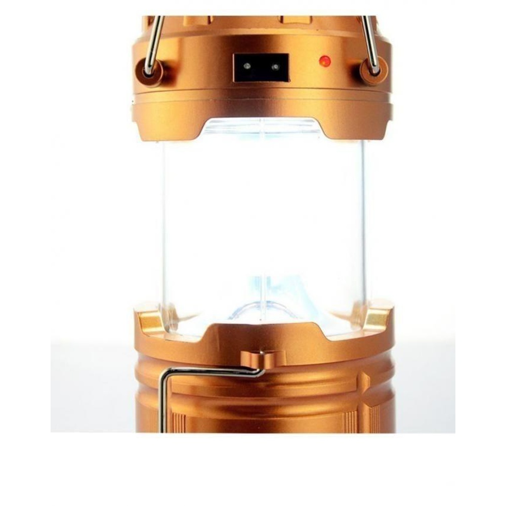 Led Camping Lamp With Solar Charging And Mobile Charger Brown Large