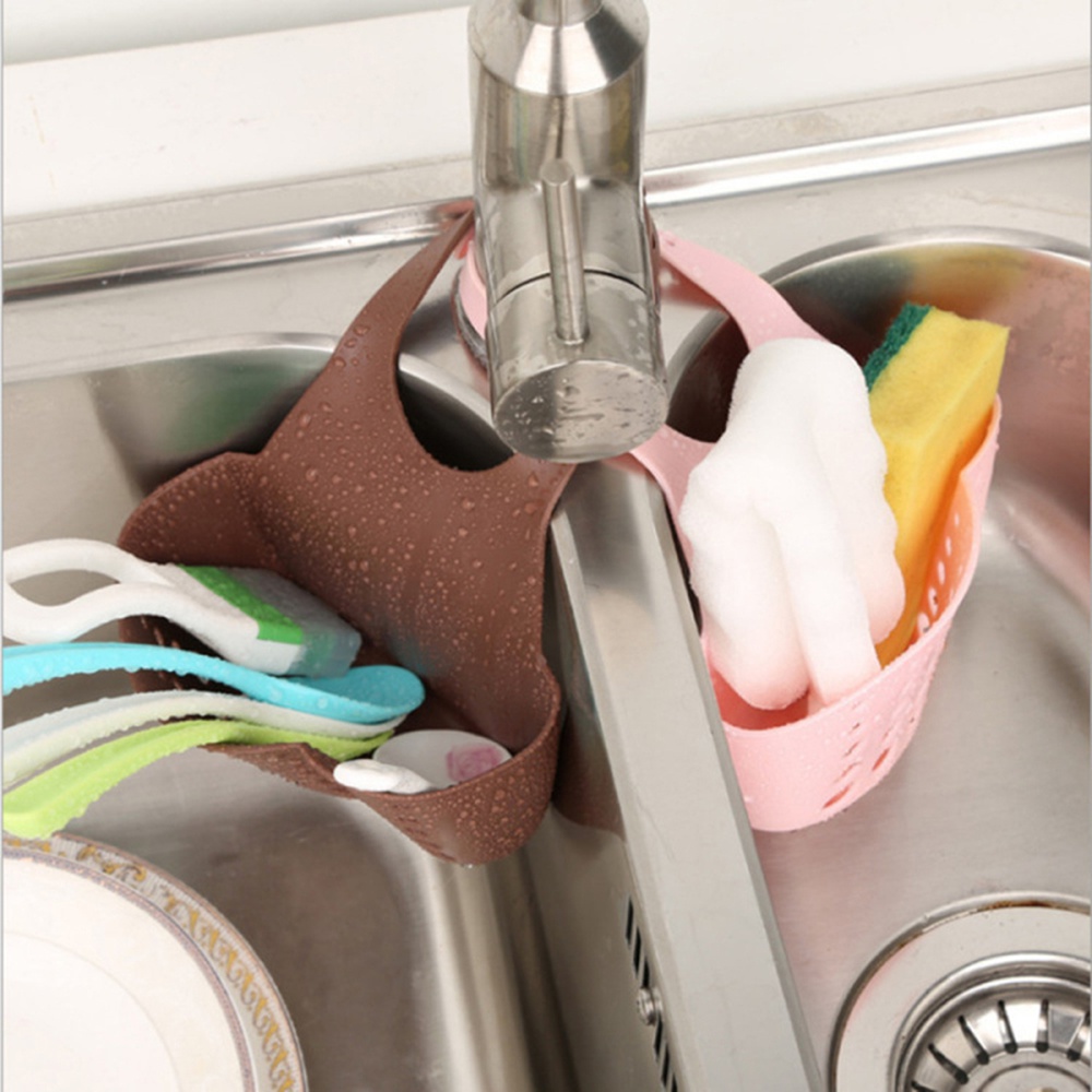 Kitchen Sink Shelf Soap Sponge Drain Rack Holder Silicone Sink Organizer Hanging Basket – Multicolors