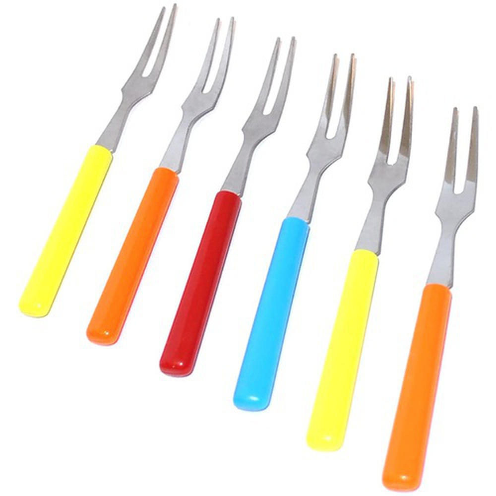 Pack of 6 Multi Colour Small Fruit Forks Party Cocktail Cake Dessert