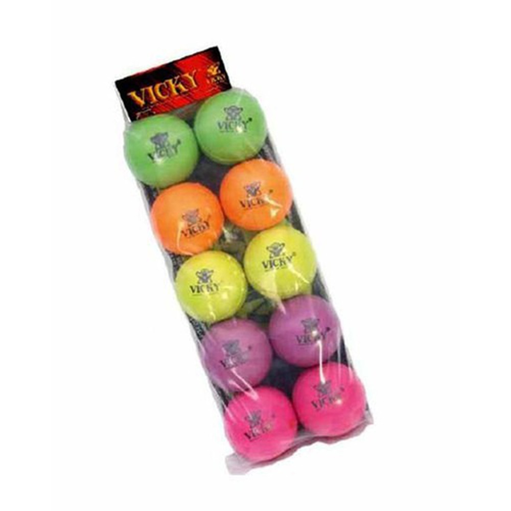 Pack of 12: Indoor Rubber Cricket Ball - Multicolor - 100gm