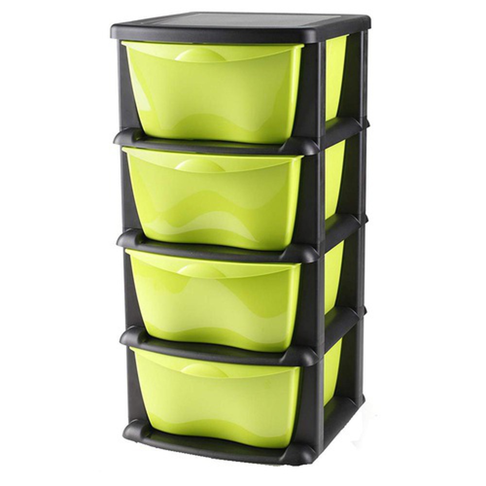 4 Compartments Kitchenware Plastic Drawers Black Storage Containers