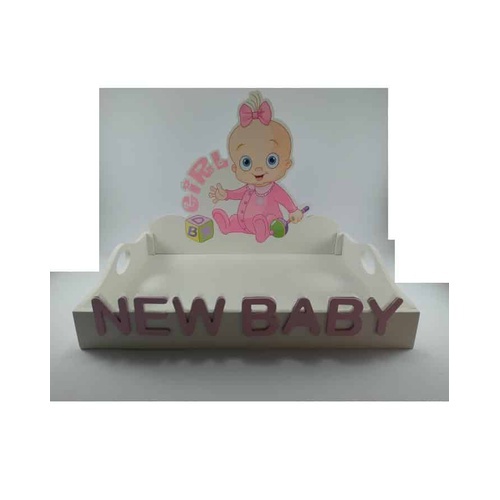 Baby Shower Wooden Decorative Tray For Newborn Girl