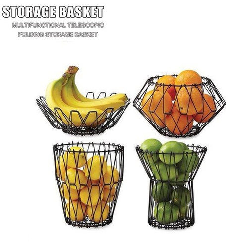 Multipurpose Folding Mesh Wire Fruit Basket Creative Fruit Basket with 7 Different Shapes