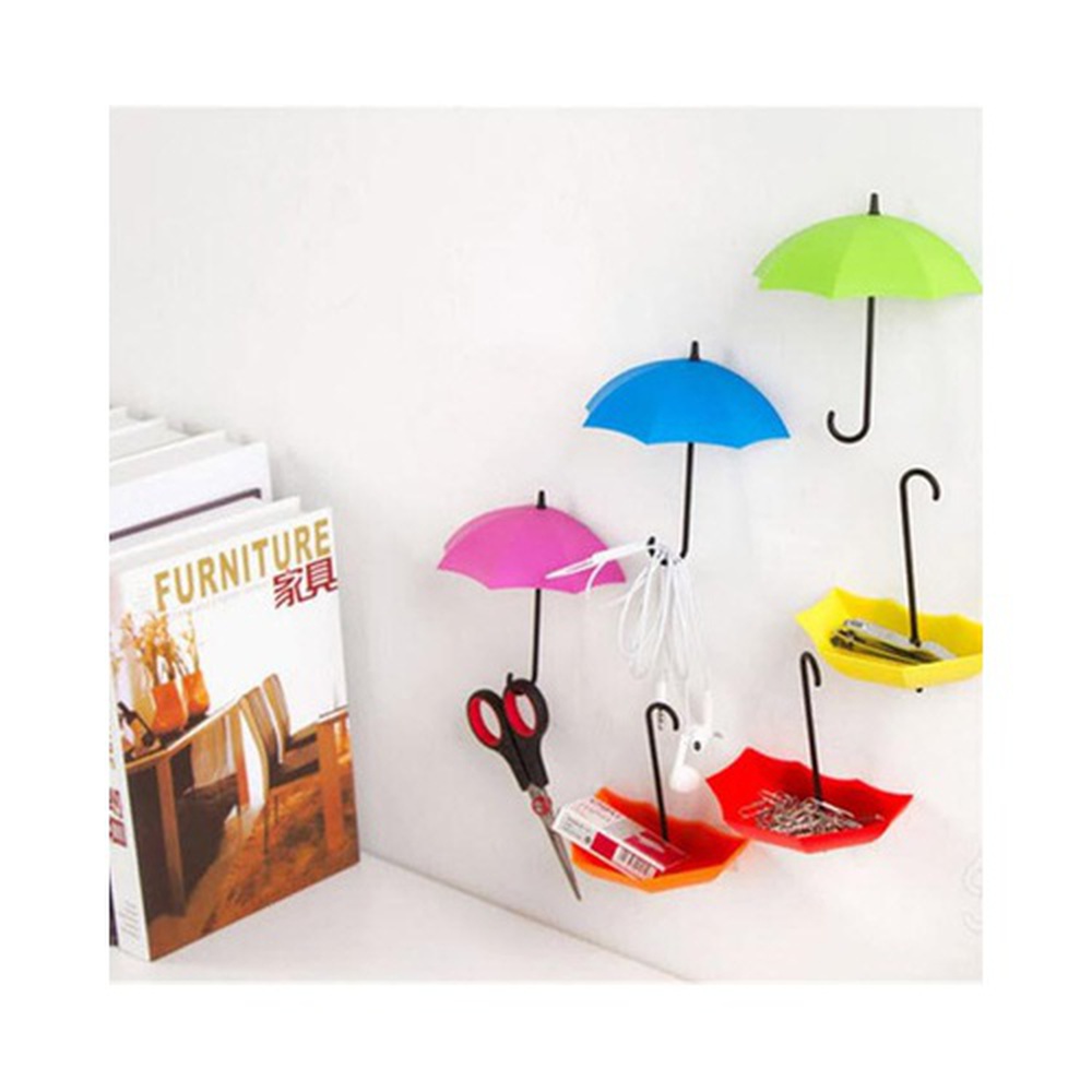 Pack of 3 – Umbrella Shape Wall Hook – Multicolor