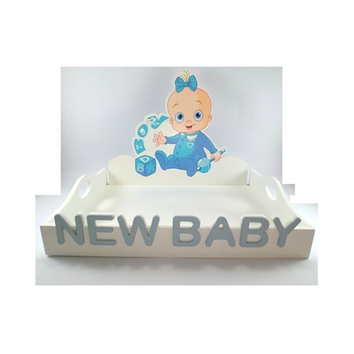 Baby Shower Wooden Decorative Tray For Newborn Boy