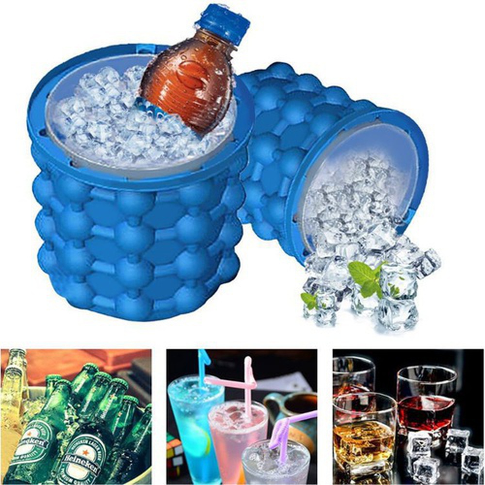 Silicone Ice Cube Bucket for Free Ice-Cubes Soft Silicon Rubber Ice Tray Mold