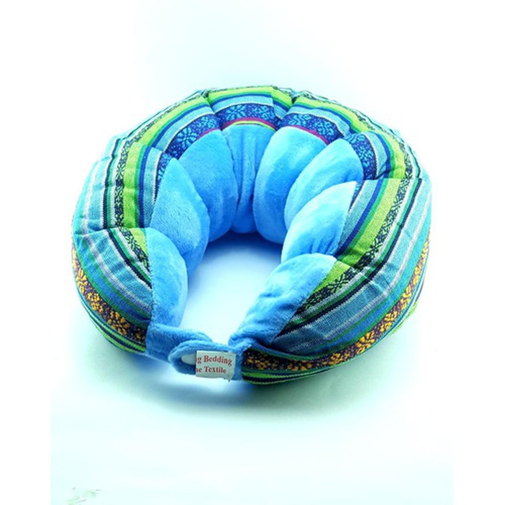 Ethnic Design Travel Neck Pillow with Button – Skyblue